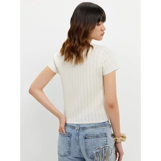 [Pomelo] เสื้อถักปักลาย / Embroidered Knit Top