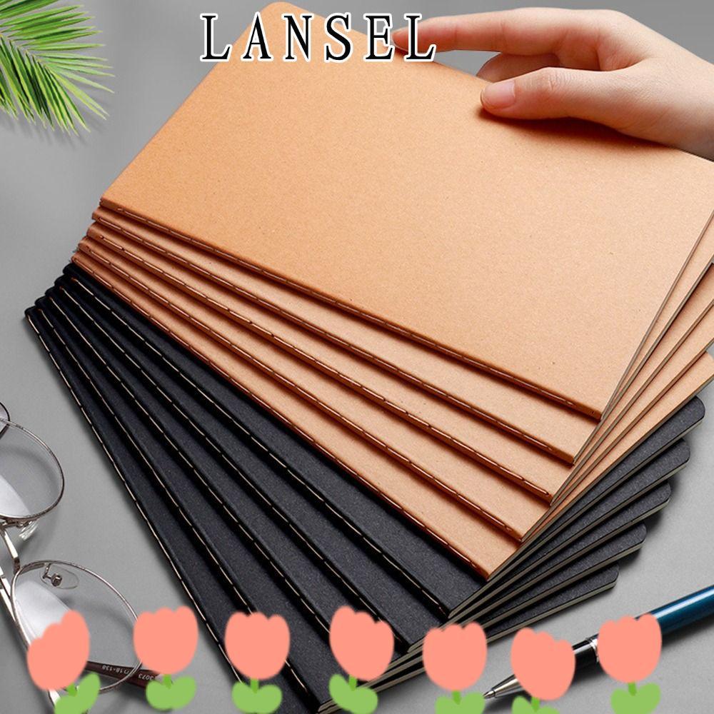 LANSEL1 Notebook, A4/A5/B5 Kraft Cover Diary Book, Portable Grid/Lined/Blank Writing Book School/Off