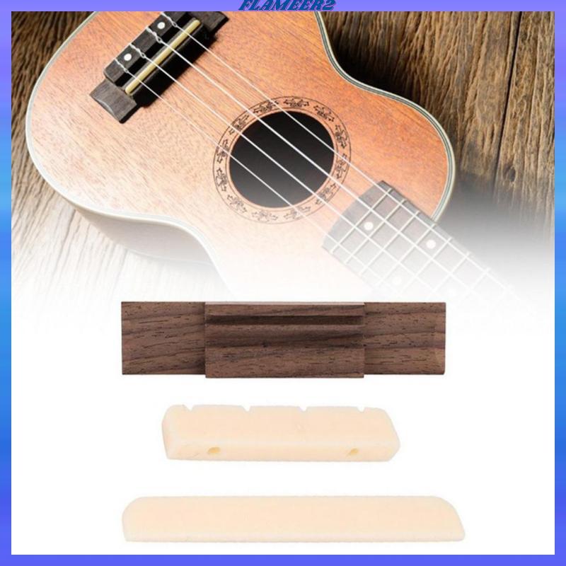 [Flameer2] Ukulele Rosewood Bridge Saddle Saddle Nut สําหรับอุปกรณ์เสริมทดแทนกีตาร์