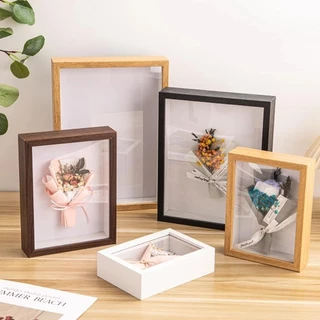 [พร้อมส่ง] กรอบรูปไม้ กรอบรูปอะคริลิค ลึก3ซม. กรอบรูป ใส่ ดอกไม้แห้ง วางได้แนวตั้ง/นอน มีรูแขวน DIY มินิมอล ราคา/ชิ้น
