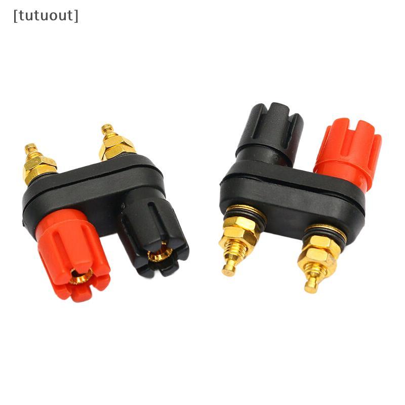 [tuout] ลําโพง Banana Plug Terminal Connector Banana Socket Dual Female Banana Plug สําหรับเครื่องขย