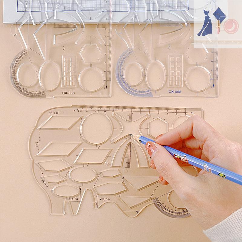 bbnzbaodann Angle Geometric Drawing Template Circle Maker ไม้บรรทัดวาดรูปมัลติฟังก์ชั่น VN