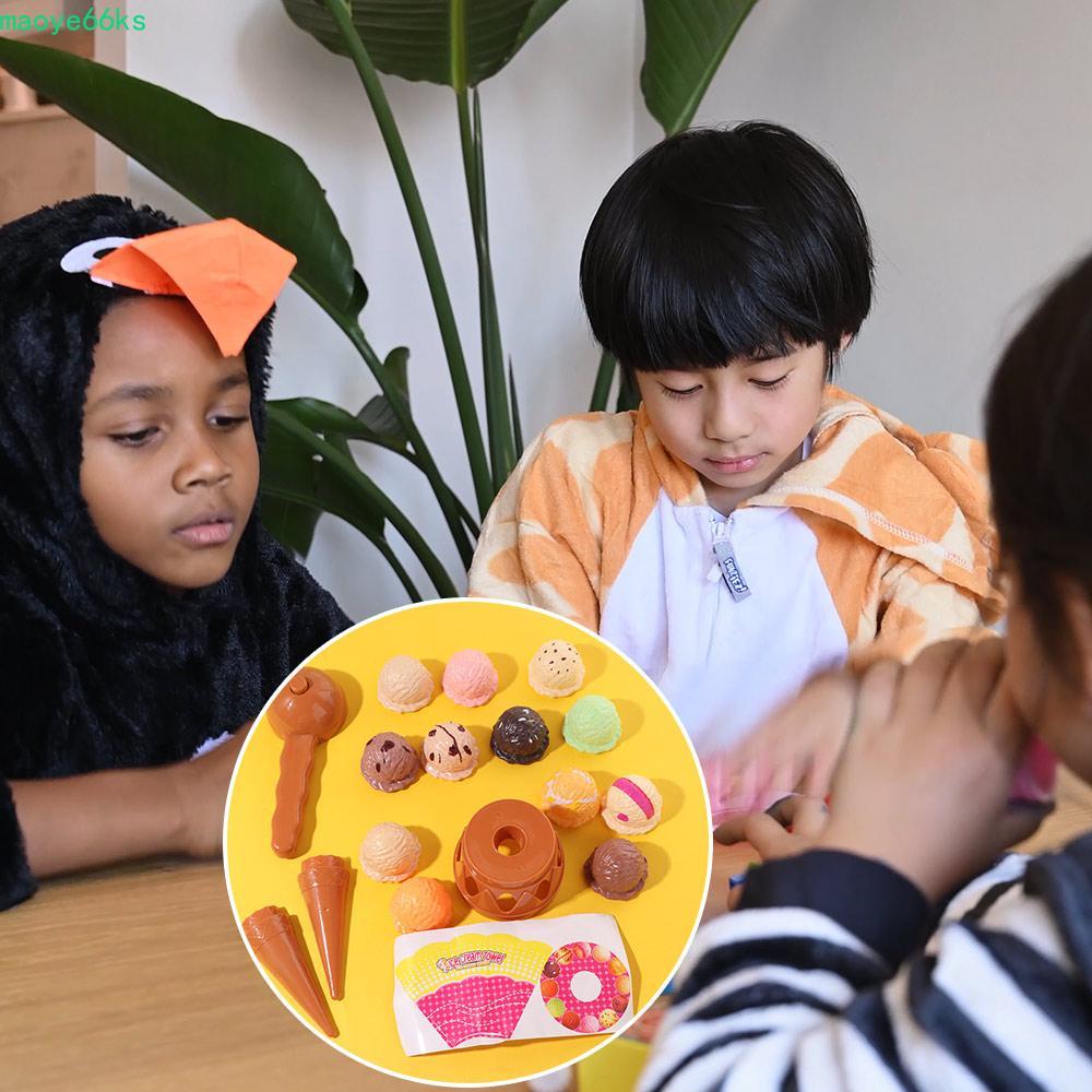 MAOYE เกมไอศกรีมของเล่น,ขนมหวานสมดุลจําลองไอศกรีมของเล่นครัว,แฟชั่นMontessoriที่มีสีสันการศึกษาไอศกรีมStack Up Balancingของเล่นเด็ก
