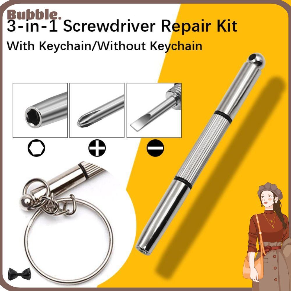 ฟอง ชุดซ่อมไขควง, เครื่องมือมือ 3-ใน-1 ไขควงแว่นตา, เหล็กแบบพกพาพร้อมพวงกุญแจเครื่องมือซ่อมแว่นตา บ้าน