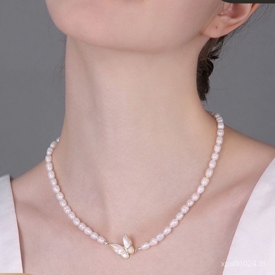 Nicheสร้อยคอหญิงAll-Match Clavicle Chain Classyสไตล์ใหม่Fairyผีเสื้อฤดูร้อนPearl Lightหรูหรา2021สร้อ
