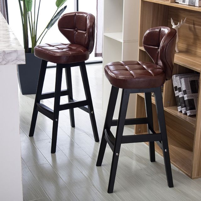 Solid Wood Bar Chair/ High Stool/ Backrest Bar Stool/ Retro Bar Chair /Bar Stool Stools/Kerusi tingg