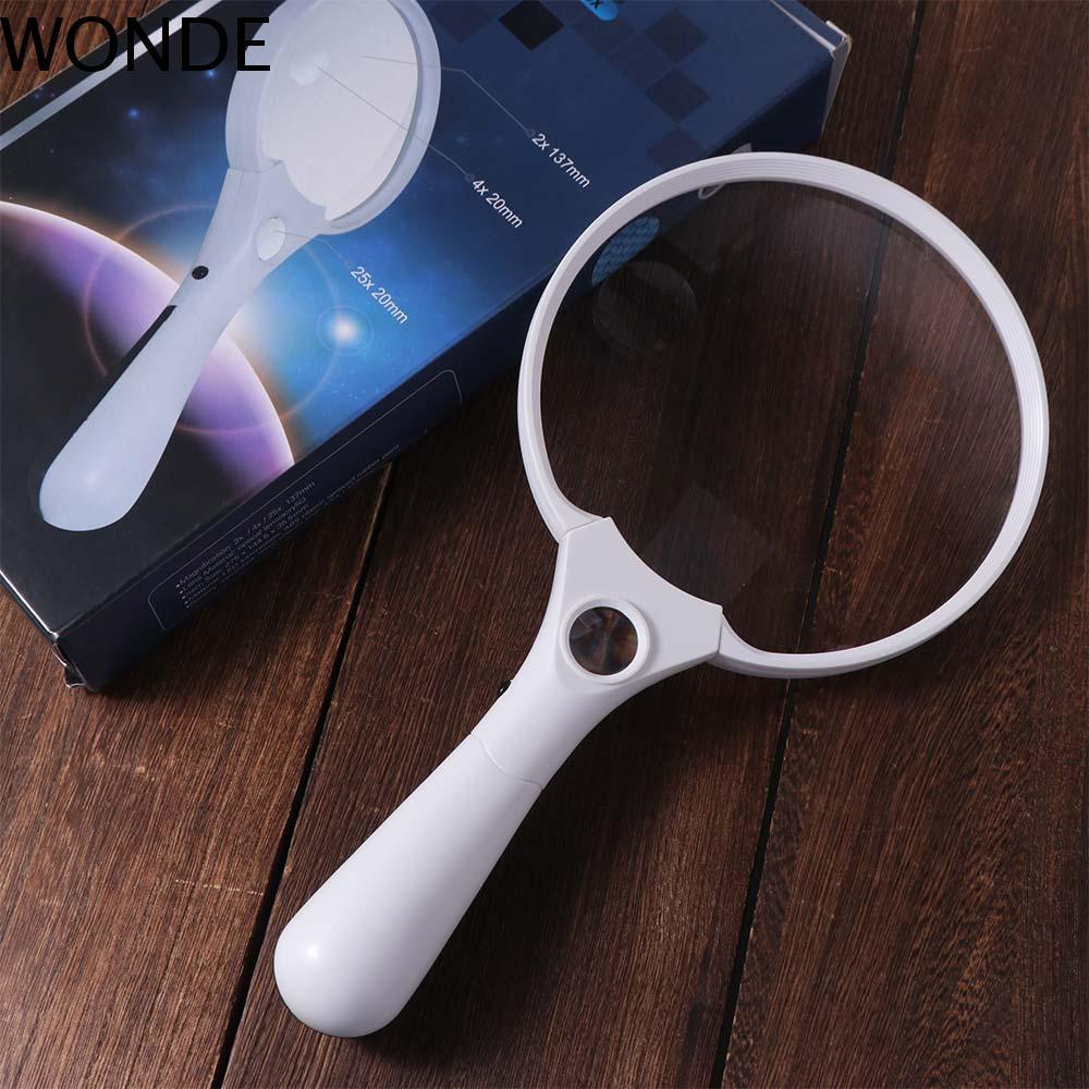 WONDE แว่นขยาย 25x, 137 มม.Loupe เลนส์ 2X 4X 25X แว่นขยายแบบใช้มือถือ, อเนกประสงค์ HD ขนาดใหญ่พิเศษ 