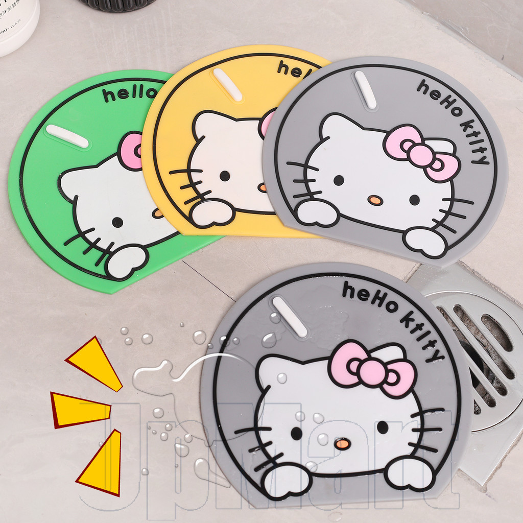 3ชิ้น Hello Kitty รูปแบบกลิ่นแมลงป้องกันท่อระบายน้ําที่มีฝาปิดน้ําเปิดใช้งานซีล,น่ารักการ์ตูนพีวีซีปกคลุมสําหรับห้องน้ําอ่างล้างจาน,สากล3สี
