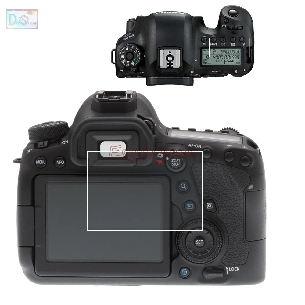 Self-กาวแก้วหลักLcdป้องกันหน้าจอ + ฟิล์มสัตว์เลี้ยงInfoด้านบนไหล่สําหรับCanon Eos 6d Mark Ii Mark 2 