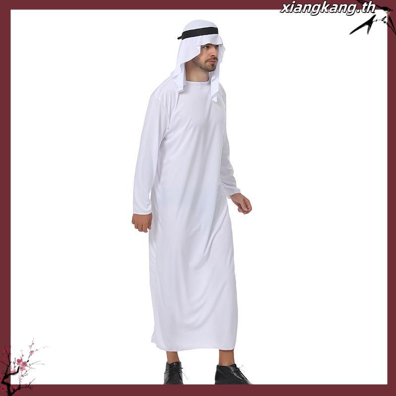 ผู้ใหญ่ Sheik ชุดแฟนซีเครื่องแต่งกายผู้ชายสไตล์อิสลาม Robe ฮาโลวีนตลก Tycoon ชุดคอสเพลย์ Party Carni