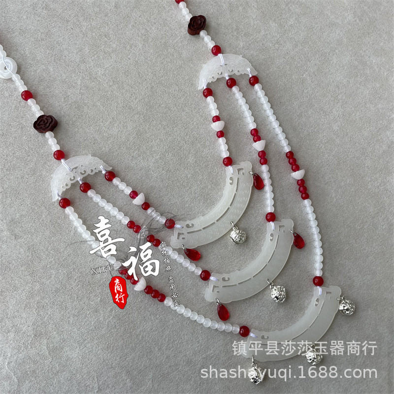 ชุดHanfuสมัยสงคราม feudal robe สไตล์ Yingluo พร้อมสร้อยคอมากกว่า1ชิ้น เหมาะสำหรับคนที่ชอบสไตล์ Wei J