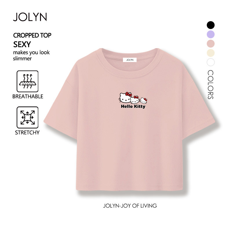 เสื้อครอป ยืดแต่ไม่ย้วย นิ่มใส่สบาย S-XL hello kitty ลายพิมพ์การ์ตูนน่ารัก มีลายใหม่มาเพิ่ม ทรงสวย (พร้อมส่ง)