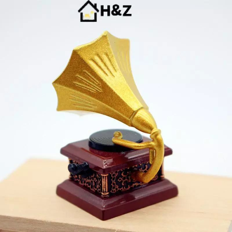 H & Z Dollhouse Vintage Phonograph Miniatures ของเล่นประดับบ้านตุ๊กตา thumbnail 6