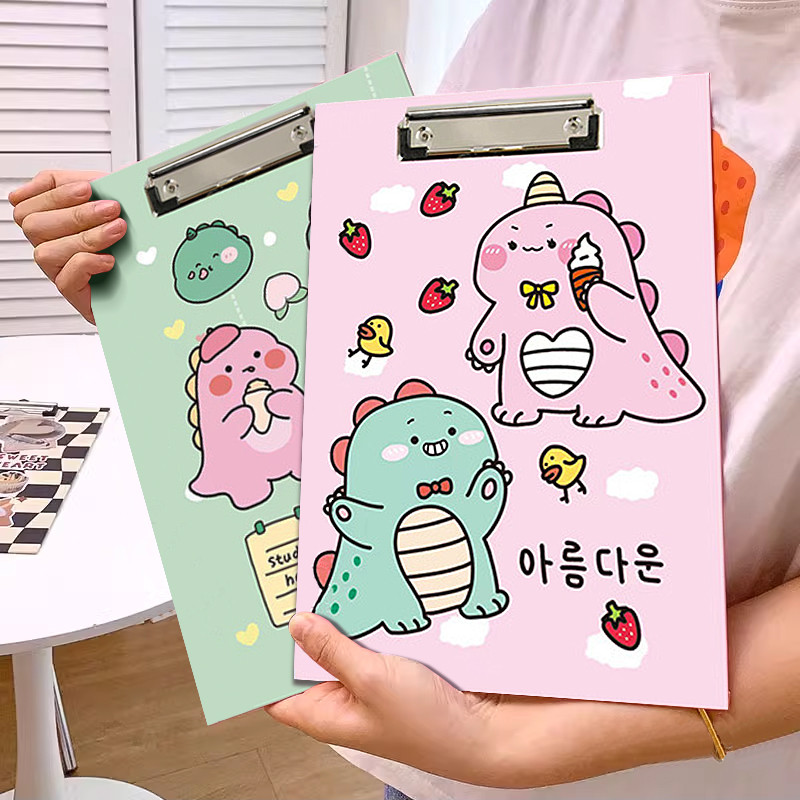คลิปบอร์ดพลาสติก แผ่นรองเขียน A4 คลิปบอร์ดไดโนเสาร์ แฟ้มใส่เอกสาร ลวดลายการ์ตูน
