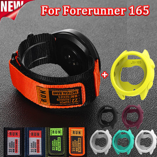 สายนาฬิกาทอไนลอน + สําหรับผู้เบิกทาง Garmin 165 ซิลิโคน Hollow Out ป้องกันสําหรับ Forerunner 165 Breathable Loop Band