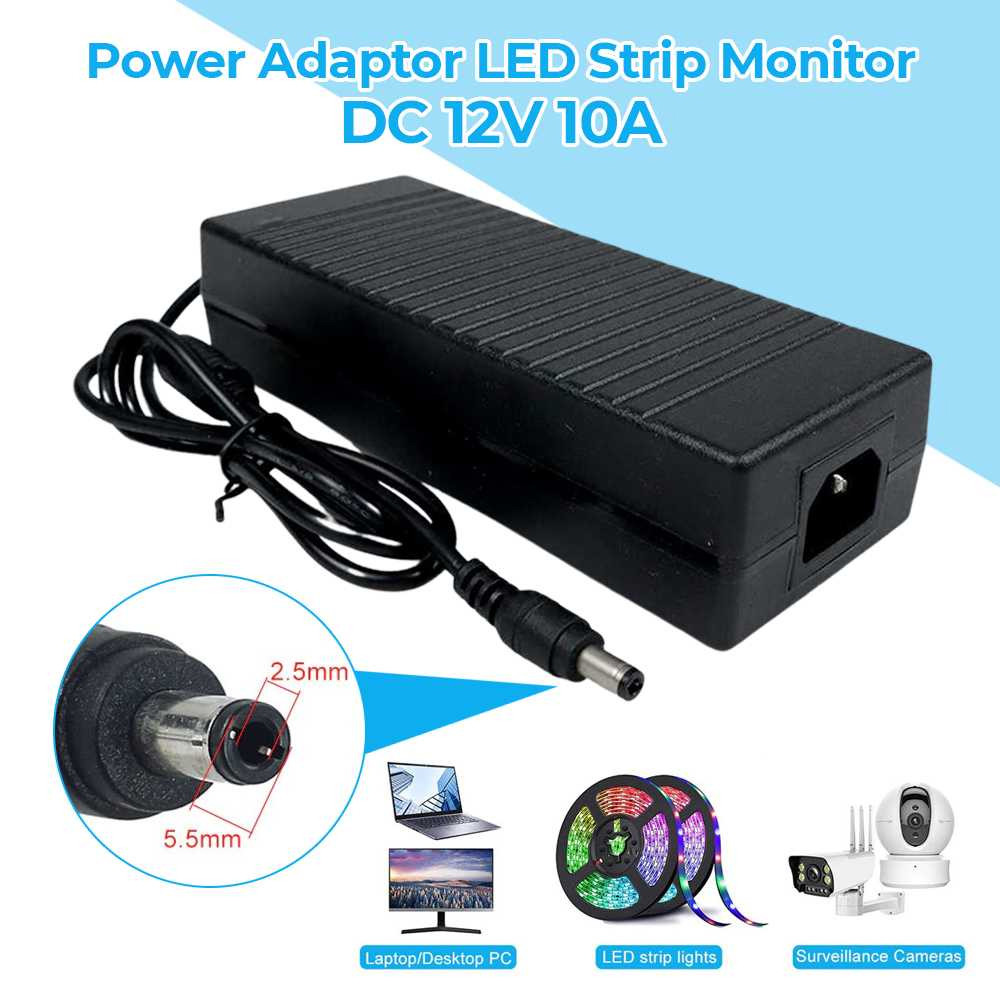 AC to DC 12V 10A LED Strip Monitor Power Supply Adapter - 12V 10A Transformer Adapter Stable สําหรับ