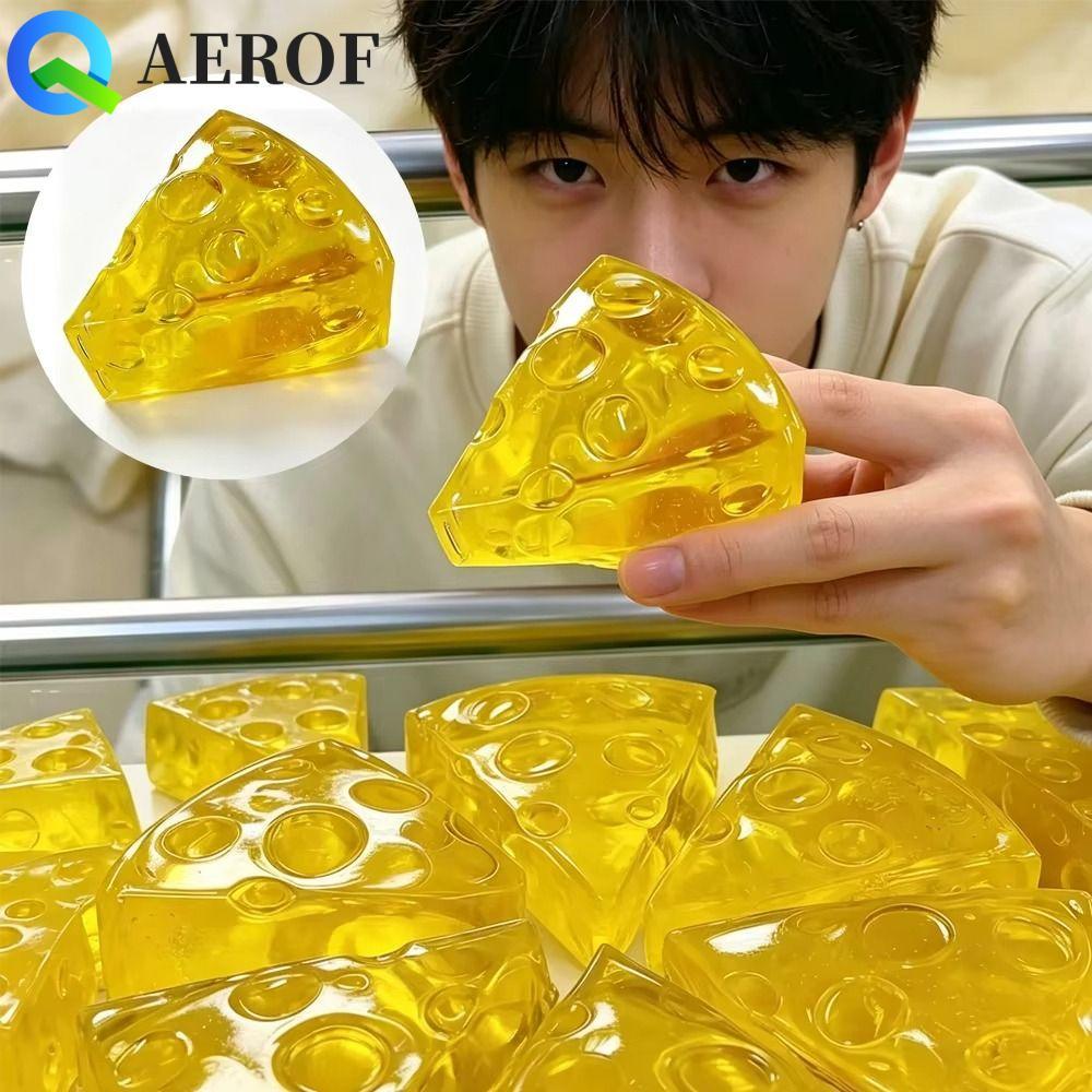 AEROF Squishy Honey Cheese, Soft Elastic Slow Rise Squishy ของเล่น, ตลกดูดนิ้วสมจริงหยิกประสาทสัมผัสชีสของเล่น Party Favors