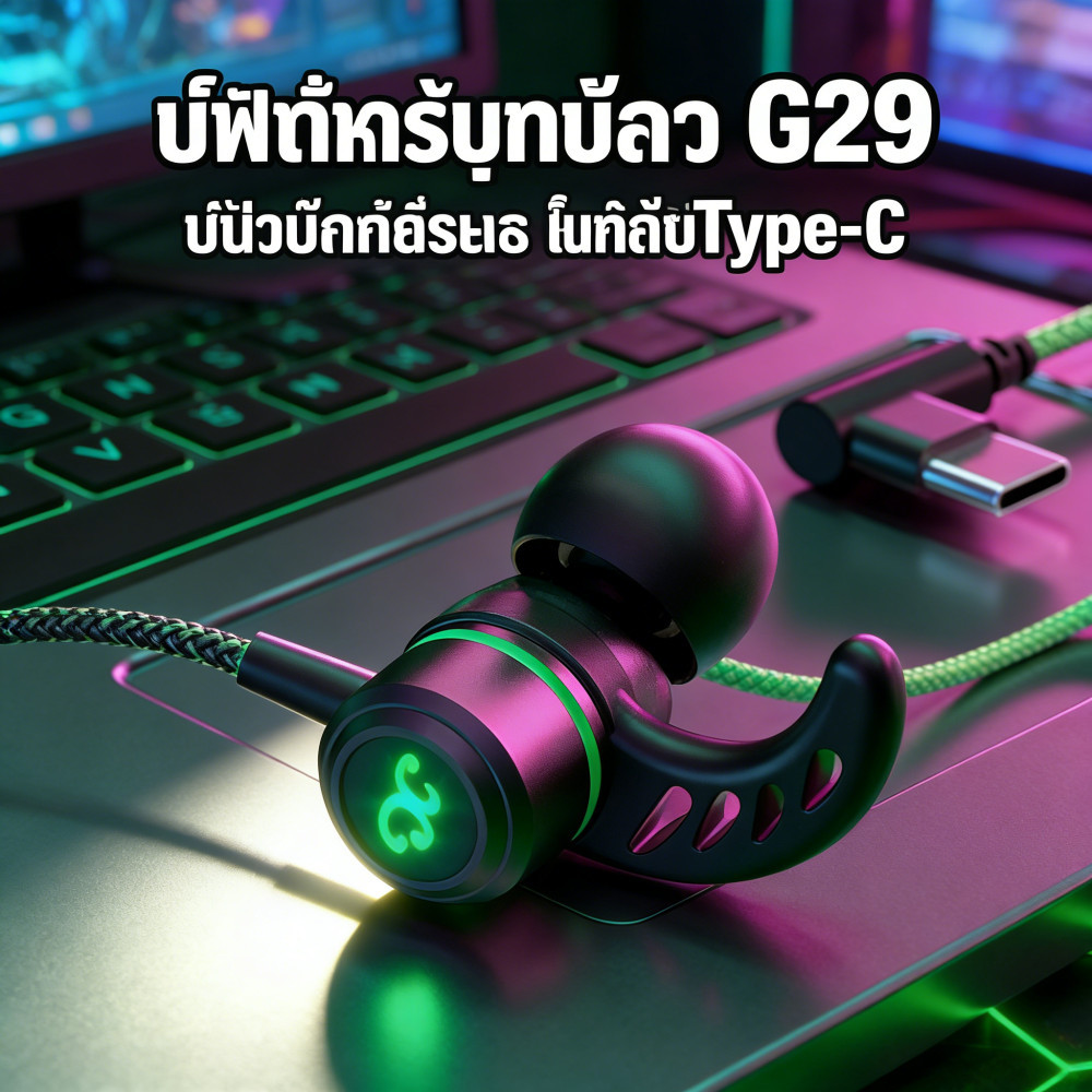 หูฟังเกมมิ่ง หูฟัง สเตอริโอ มีสาย พร้อมไมโครโฟน ในหู แบบ Type-C