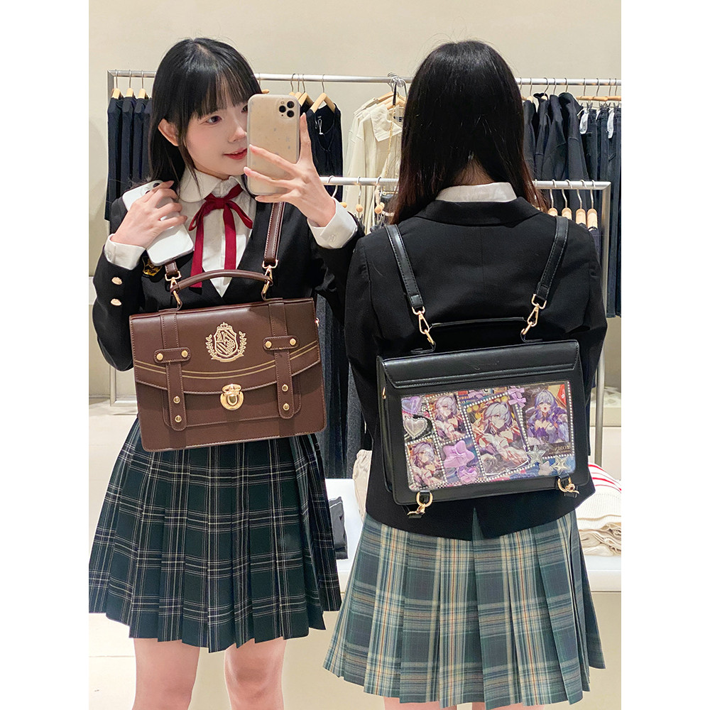 Woodong Shop Original Daily All-Match Two-Dimensional jk Transparent Bar Double Shoulder Pain Bag Fe