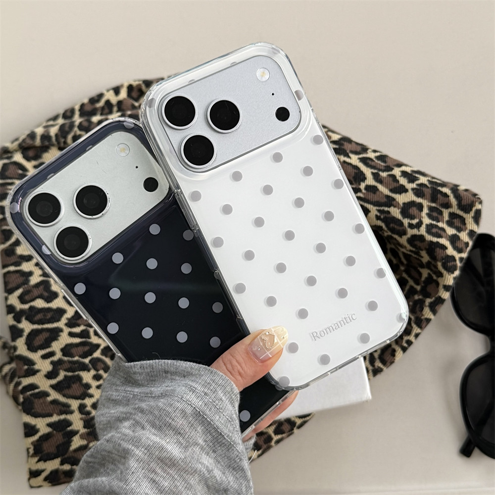 เคสโทรศัพท์ เหมาะสําหรับ iPhone 15 16 17 Pro max 15pro 16promax พื้นหลังสีขาวสีดําสีเทาลายจุดกันกระแ