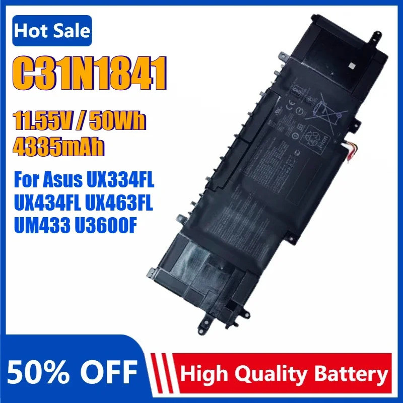 C31N1841 แบตเตอรี่แล็ปท็อปสําหรับ Asus UX433FAC UX433FLC UX434FLC UX434FQ Q407IQ Q427FL UM433DA UX33