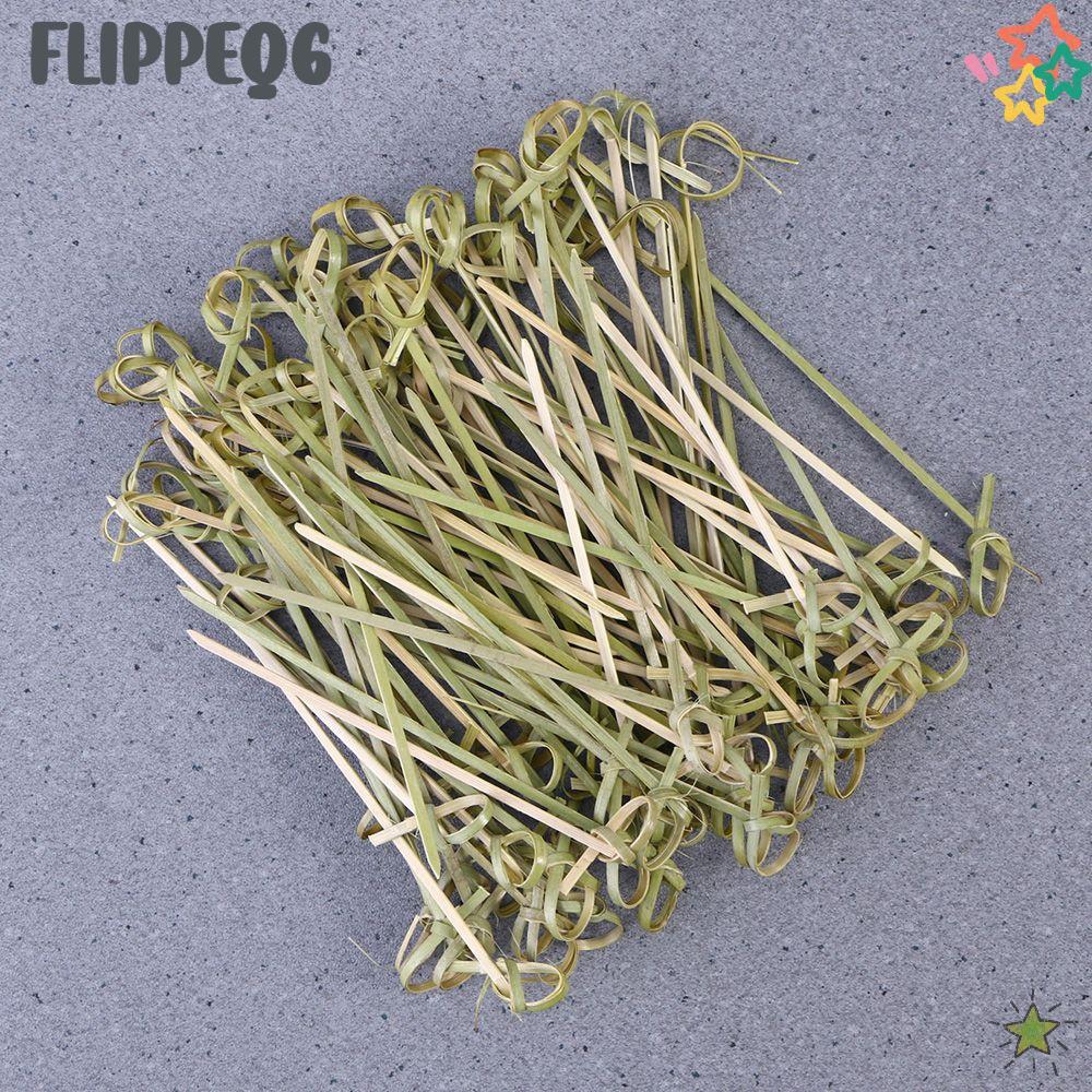FLIPPEQ6 100 ชิ้นไม้ไผ่ Knot Skewers Barbeque Bar เครื่องมือห้องครัวและบาร์ส้อมผลไม้