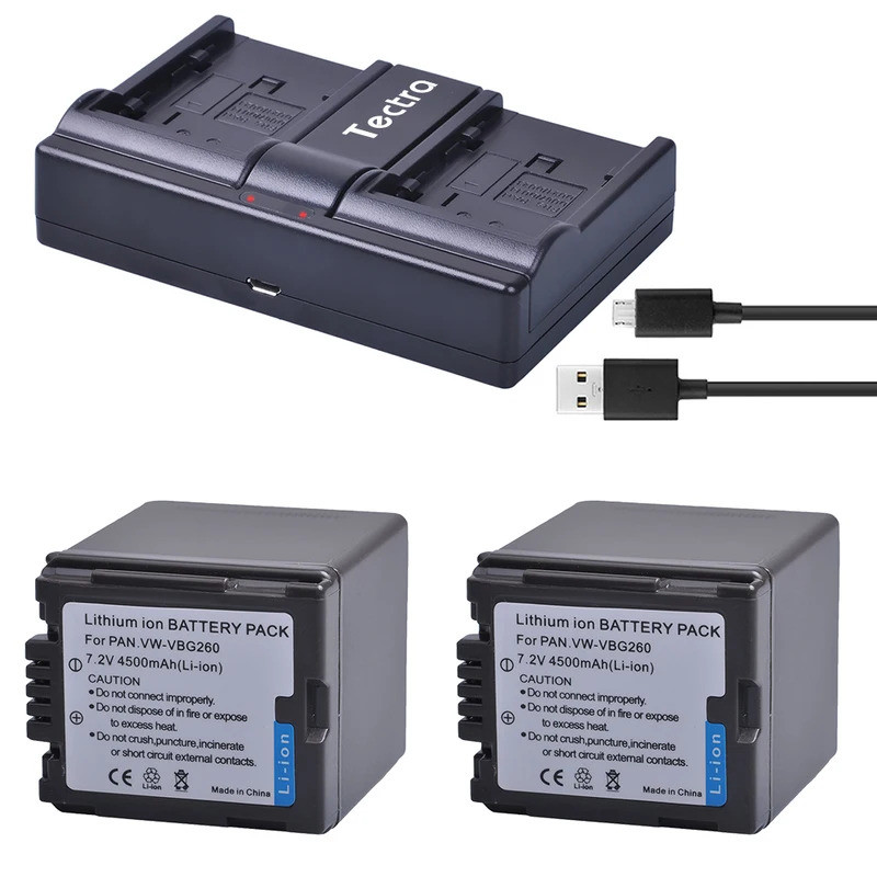 VW-VBG260 VBG070 VBG130 แบตเตอรี่ + Rapid Dual Charger สําหรับ Panasonic HDC SD9 SD100 SD200 SD700 S