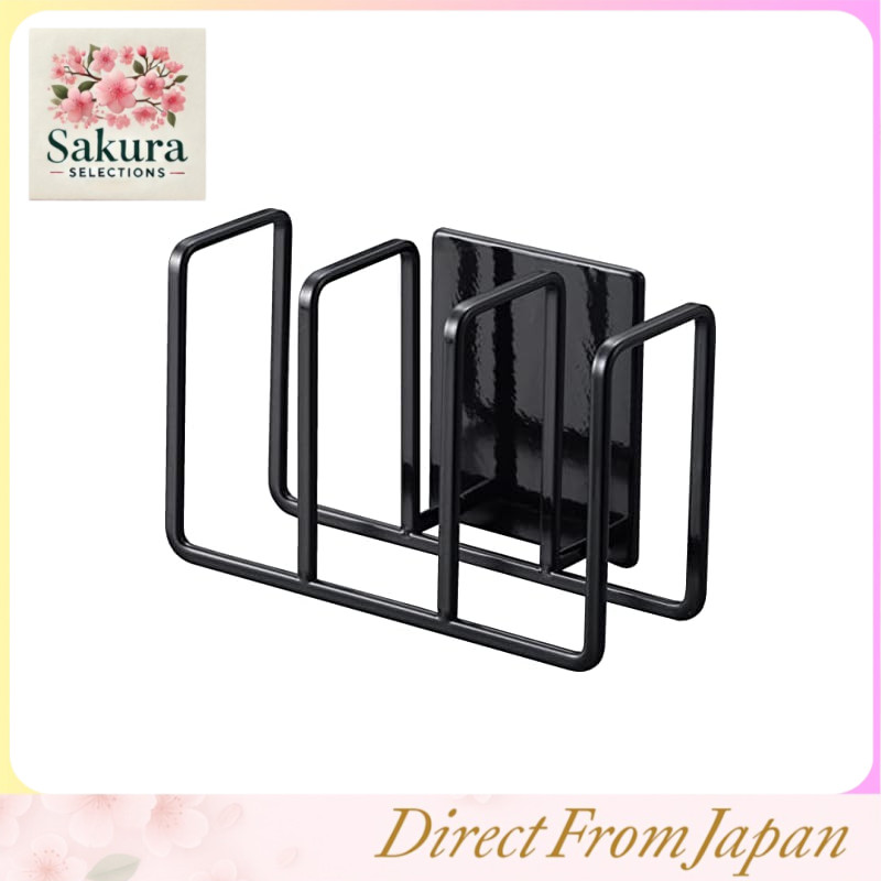 Yamazaki Magnetic Sponge Holder, 3-link, Black, Approx. W12.5 x D7 x H8.5 cm, Tower Series, Easy to 