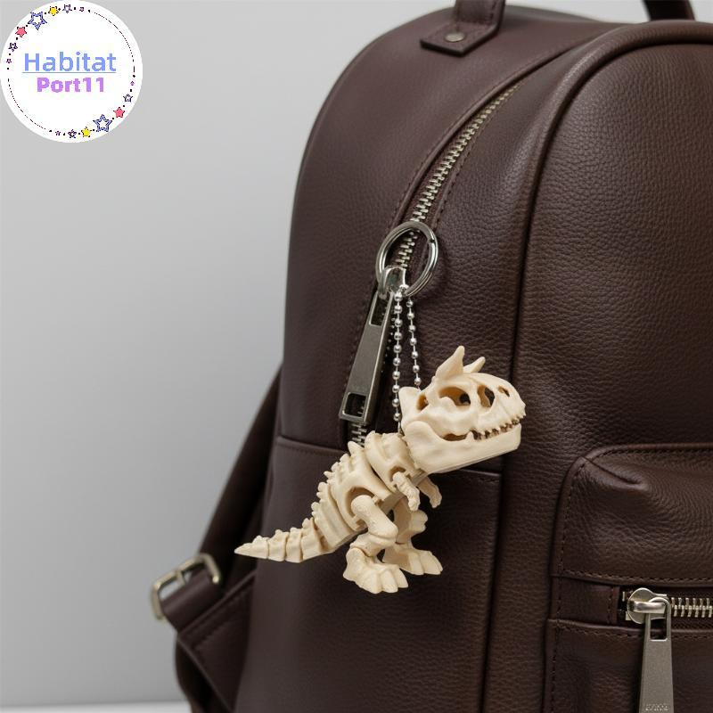 HabitatPort 3D พิมพ์ Tyrannosaurus Rex Skeleton รุ่นหมุนได้ข้อต่อการศึกษาไดโนเสาร์พวงกุญแจของขวัญเด็กวิทยาศาสตร์การเรียนรู้ th