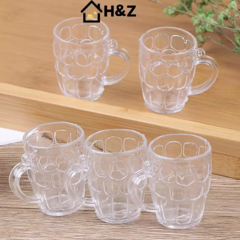 H&Z 5 ชิ้น 1:12 Dollhouse Miniature ถ้วยเบียร์พลาสติก