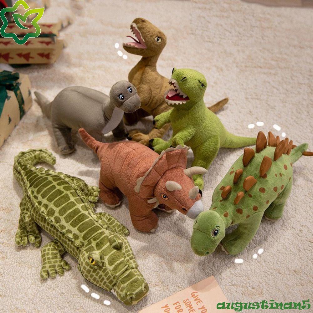 AUGUSTINAN หมอนตุ๊กตาไดโนเสาร์, Velociraptor Tyrannosaurus Rex Green Triceratops Doll, Cute PP Cotton Collection ตุ๊กตาจําลองสบายวันเด็ก