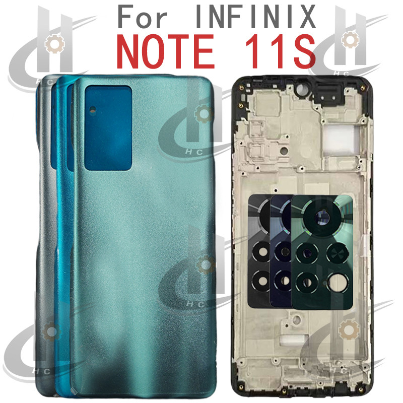 สําหรับ Infinix Note 11S X698 กรอบด้านหน้าแบตเตอรี่ฝาหลังประตูเปลี่ยนชิ้นส่วนซ่อมป้องกันกรณี