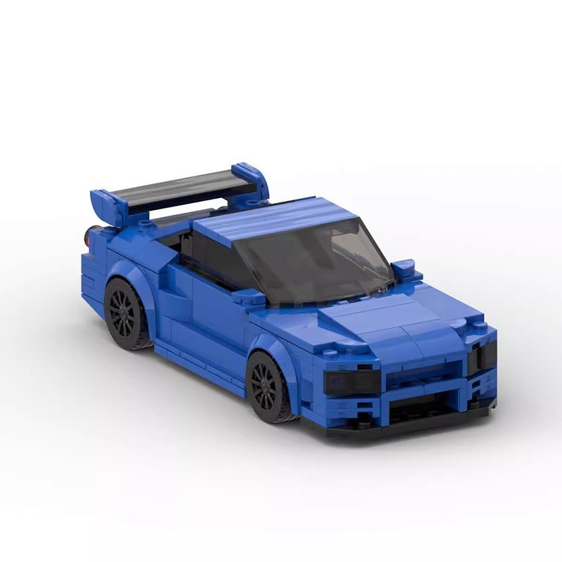 Building Block Car MOC - Nissan R34 Skyline GT-R 8-Block Car Assembly Model