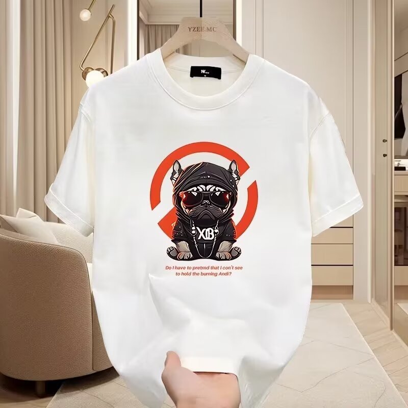 20262025เสื้อยืดแขนสั้นสไตล์ใหม่ผู้ชาย ins Street Wear ยุโรปอเมริกันสไตล์ฮิปฮอปรอบคอ Bottoming เสื้อ