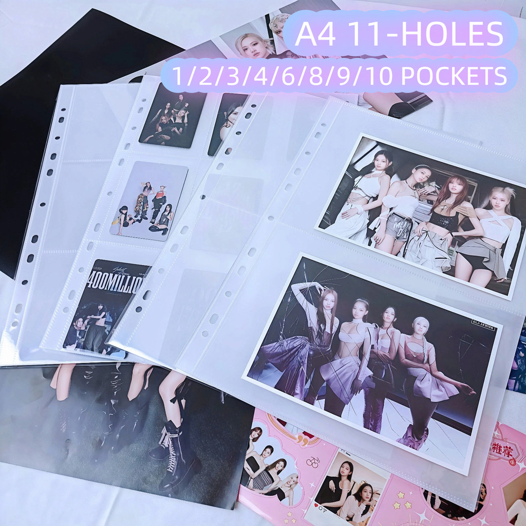 A4 11 หลุม Photocard ผู้ถืออัลบั้มภาพแขน 1/2/3/4/6/8/9/10 กระเป๋าหน้าด้านในการ์ด Binder สะสมหนังสือ 