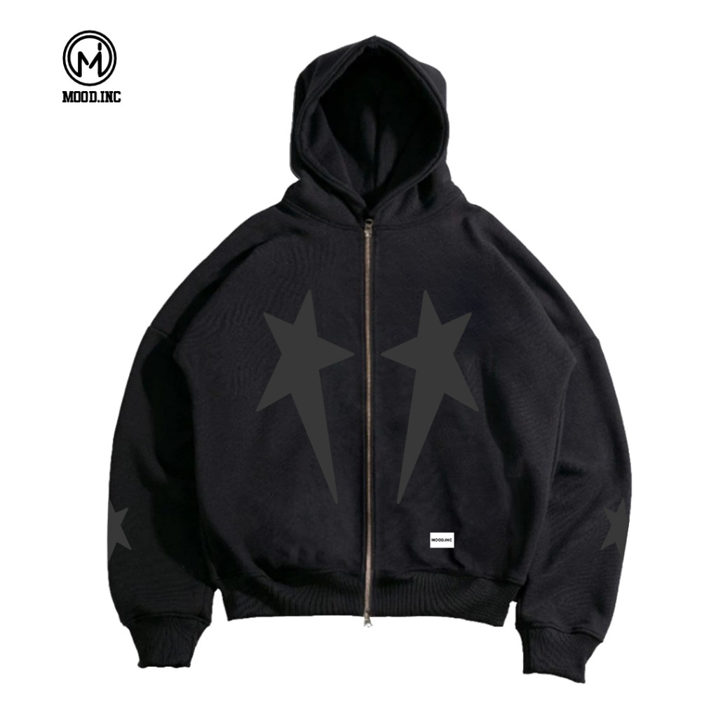 MOOD MOOD | Oversized BOXY ZIPPER HOODIE | TWINSTAR MOOD SWEATER