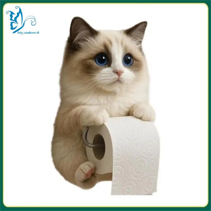 [betsy_eisenhower.th] ประหยัดพื้นที่สําหรับห้องน้ําติดผนังผู้ถือห้องน้ําออแกไนเซอร์น่ารักแมวรูปเรซิ่