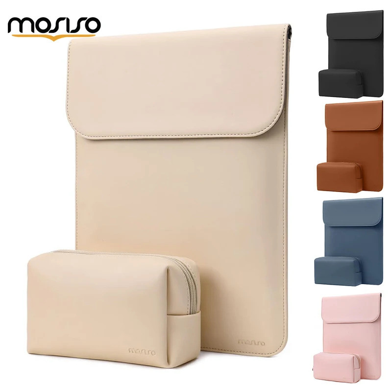 MOSISO กระเป๋าแล็ปท็อป apricot ขนาด 13 นิ้ว ทำจากหนัง faux suede สำหรับ MacBook Air และ Pro