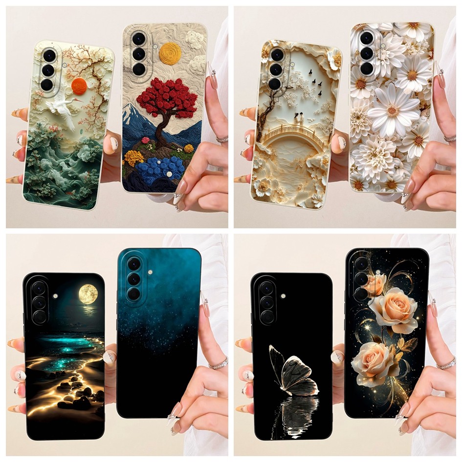 SAMSUNG เคสใหม่สําหรับSamsung Galaxy A57 2025 ฝาครอบSM-A576Bแฟชั่นดอกไม้ซิลิโคนอ่อนนุ่มเคสโทรศัพท์สํ