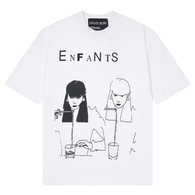 ขายร้อน ERD Melanchon Fu รุ่นที่สองใหม่หลวม Casual Slogan Beauty Ramen พิมพ์รอบคอแขนสั้นเสื้อยืด