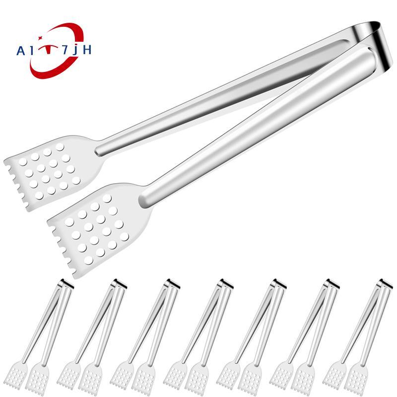 [ใหม่ A7]Tongs เสิร์ฟแหนบบุฟเฟ่ต์, 8 ชิ้น 7 นิ้วสลัดแหนบเซิร์ฟเวอร์, 304 สแตนเลสทําอาหารแหนบบาร์บีคิ