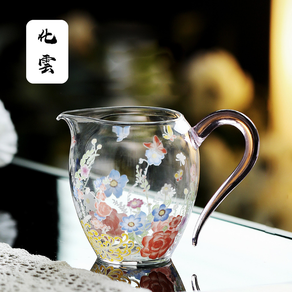 Fanhua Sijin แก้วระดับไฮเอนด์ยุติธรรมถ้วยสไตล์ญี่ปุ่นชาสดตู้โปร่งใสชาทนความร้อนทะเล [YSCH001-08]