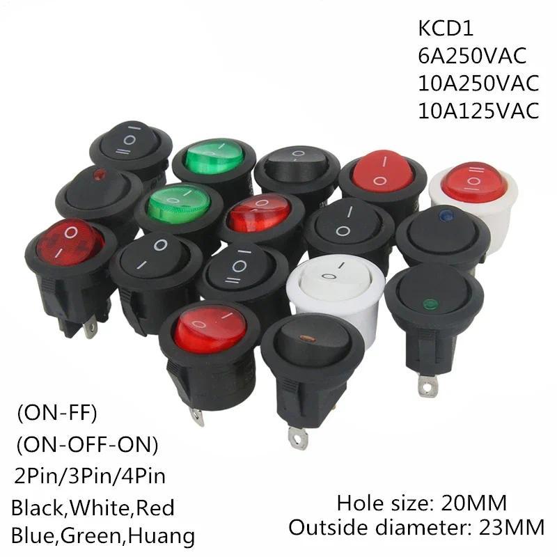 1PCS ON/OFF รอบ Rocker สวิทช์ LED ส่องสว่างรถ 12V 24V / 6A 250V / 10A 125V 2/3/4PIN สวิทช์ 20 มม.