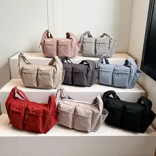 Halo studio พร้อมส่ง🔥กระเป๋าแคนวาสสไตล์เกาหลี ดีไซน์เก๋ กันน้ำ จุiPadได้ เหมาะกับทุกกิจกรรม