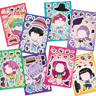การ์ตูน KPop Demon Hunters สนุกปริศนาเปลี่ยนสติกเกอร์ DIY หัตถกรรมสติกเกอร์กันน้ํา