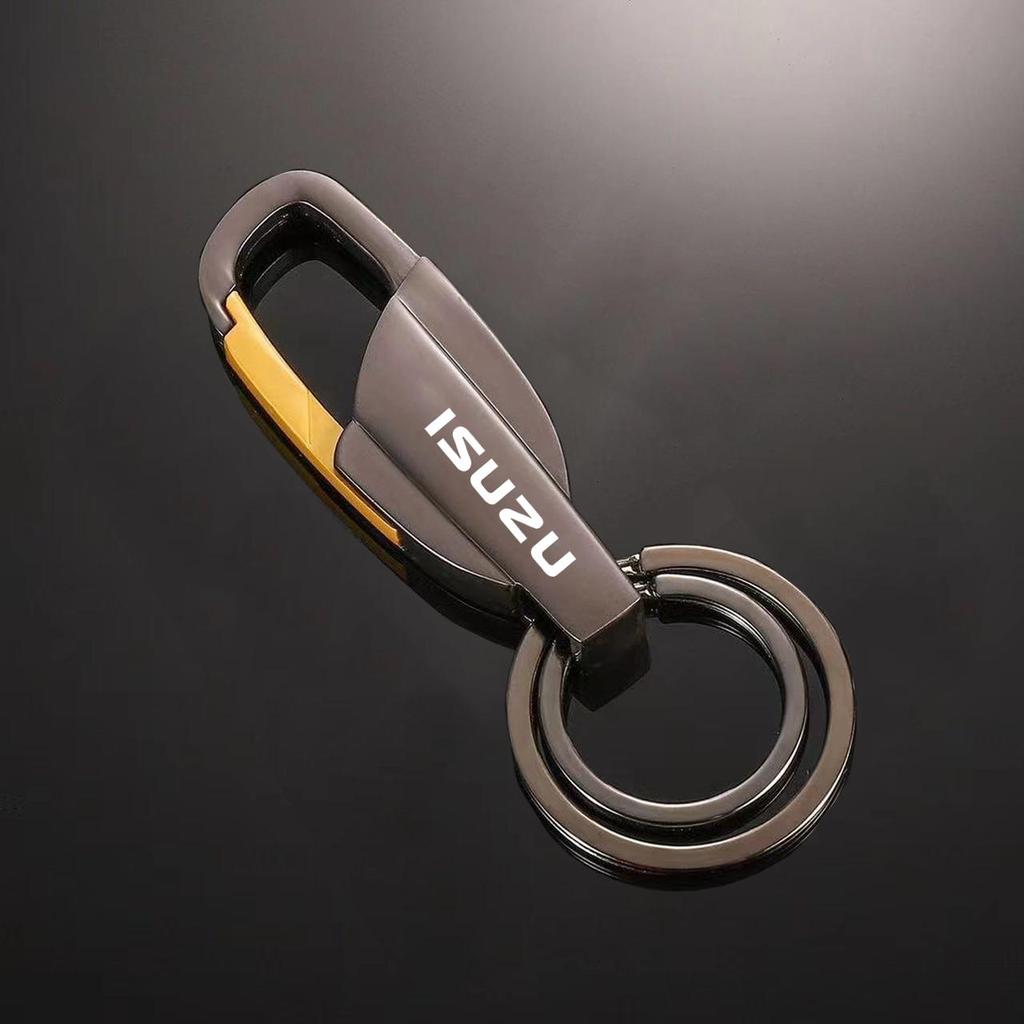 รถโลหะผสมสังกะสีโลโก้ที่กําหนดเองแหวนผู้ชายพวงกุญแจสําหรับ Isuzu Dmax Mux Trooper ELF NQR 75 Forward