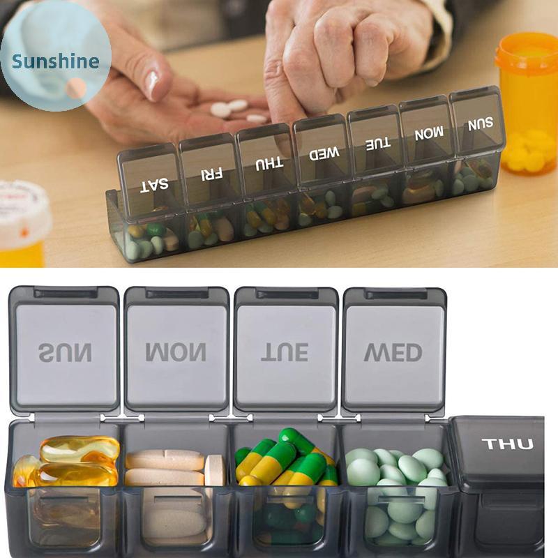 Sunshine Weekly Pill Organizer Daily Cases XL Box Storage Vitamins 7 Day Portable Travel VN