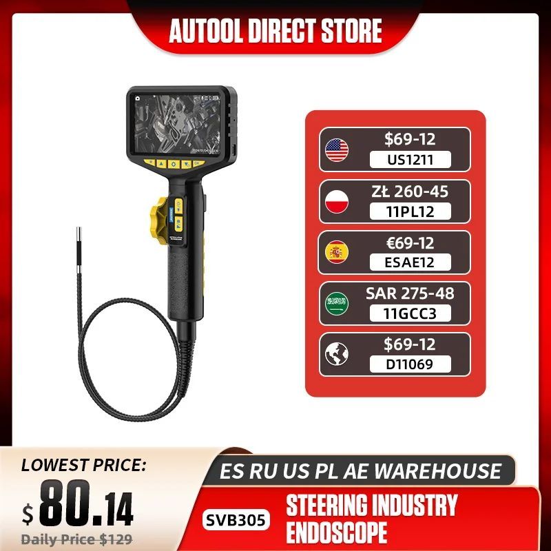 AUTOOL SVB305 Articulate รถอุตสาหกรรม Endoscope กล้องตรวจสอบยานยนต์ USB Video Borescope สําหรับโทรศั