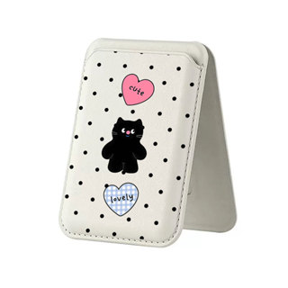 กระเป๋าสตางค์ลายแมวสีดําน่ารักสําหรับiPhone 16 15 14 13 12 p…