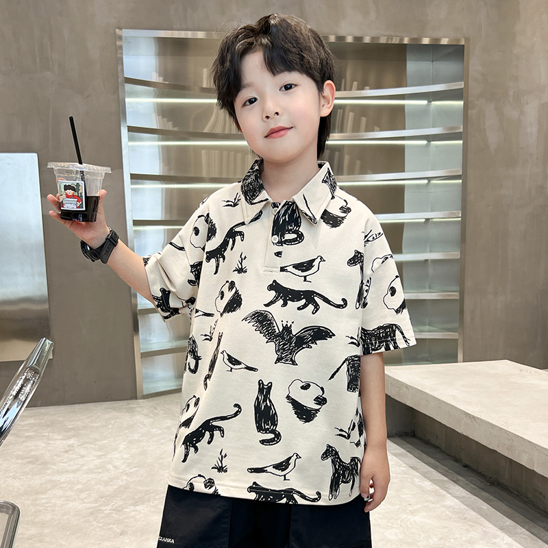 เสื้อผ้าเด็กทํางานกลางเด็กชายเสื้อโปโลแขนสั้นฤดูร้อน * 43217